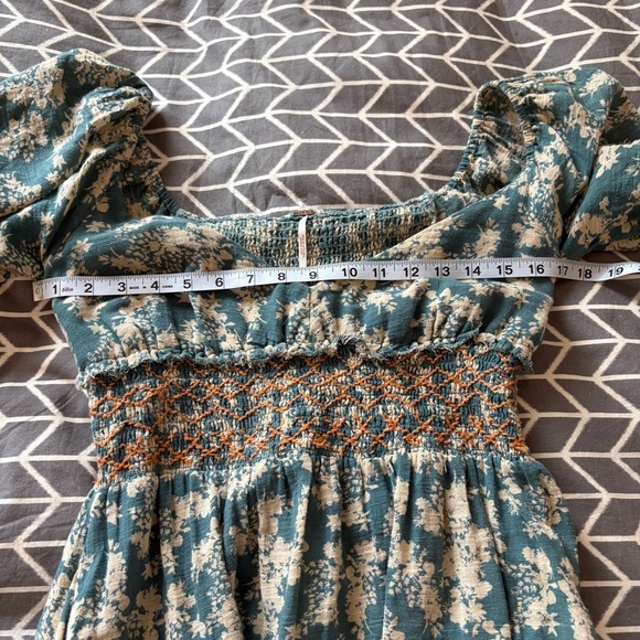 Free people Ellie Floral Print Gauze Dress in Soft Seafoam Womens Sz Small - Picture 12 of 16